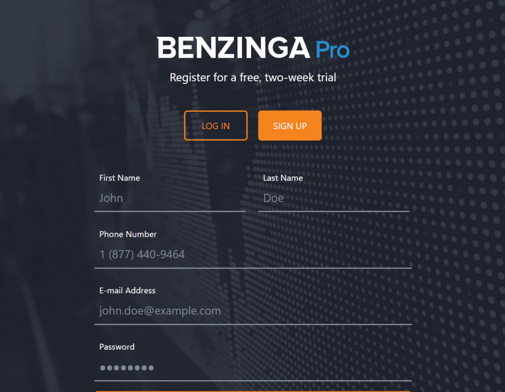 Benzinga Pro free plans
