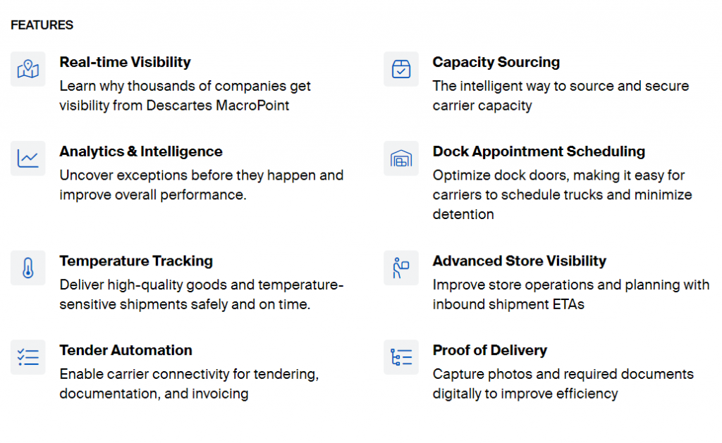 Descartes MacroPoint Features